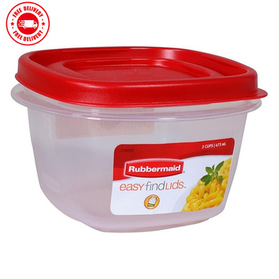Rubbermaid 7J60 Easy Find Lid Square 2-Cup Food Storage (Pack of 8 Containers)