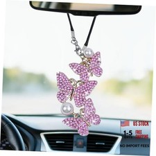 Bling Butterfly Diamond Car Hanging Accessories for Women, Butterfly Rear Pink