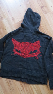 Emily the Strange Strickjacke Gr.S, schwarz, EMP, batcave, mit Kapuze