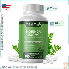 180 Pills Moringa Leaf Organic Extract Pure Herbal Immune Digestion Support