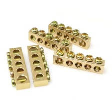 RLECS 5pcs Electrical Wire Screw Terminal Ground Brass Grounding Bars 5 Position
