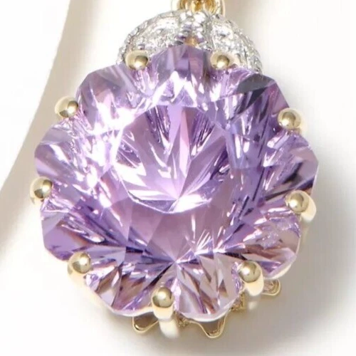 QVC Glenn Lehrer 14K Yellow Gold Amethyst & Diamond Pendant Necklace. 18" - Image 2 of 4