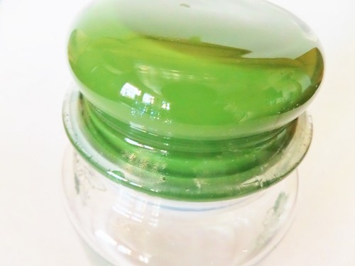 Vintage Glass Storage Container Canister Lid Avocado Green 1970s Kitchen Bath - Picture 3 of 4