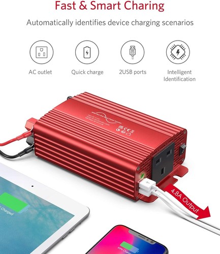 SANEWE 300W Power Inverter 12V to 240V 4.2A Dual Smart USB Port Car Adapter BoxM - Picture 7 of 7