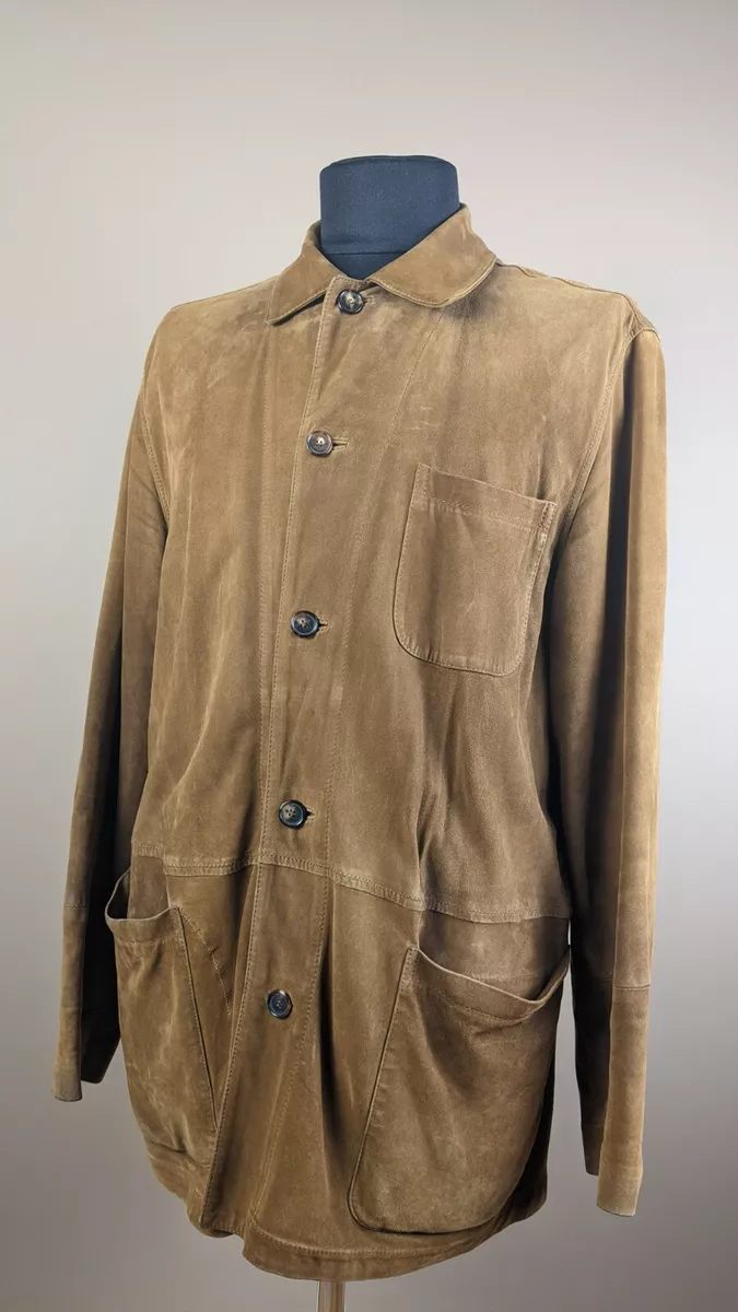 ENRICO MANDELLI Leather Jacket Vintage Mens Overcoat Brown Size 54