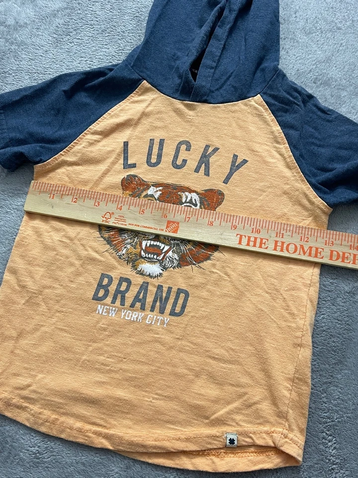 Lucky Brand Shirt Toddler 4T Orange Lightweight Hooded Short Sleeve Pullover - Image 4 of 4