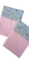 Handmade Pink Spotted Cotton FlatSheet-Alice in Wonderland ToP Edge Moses Crib