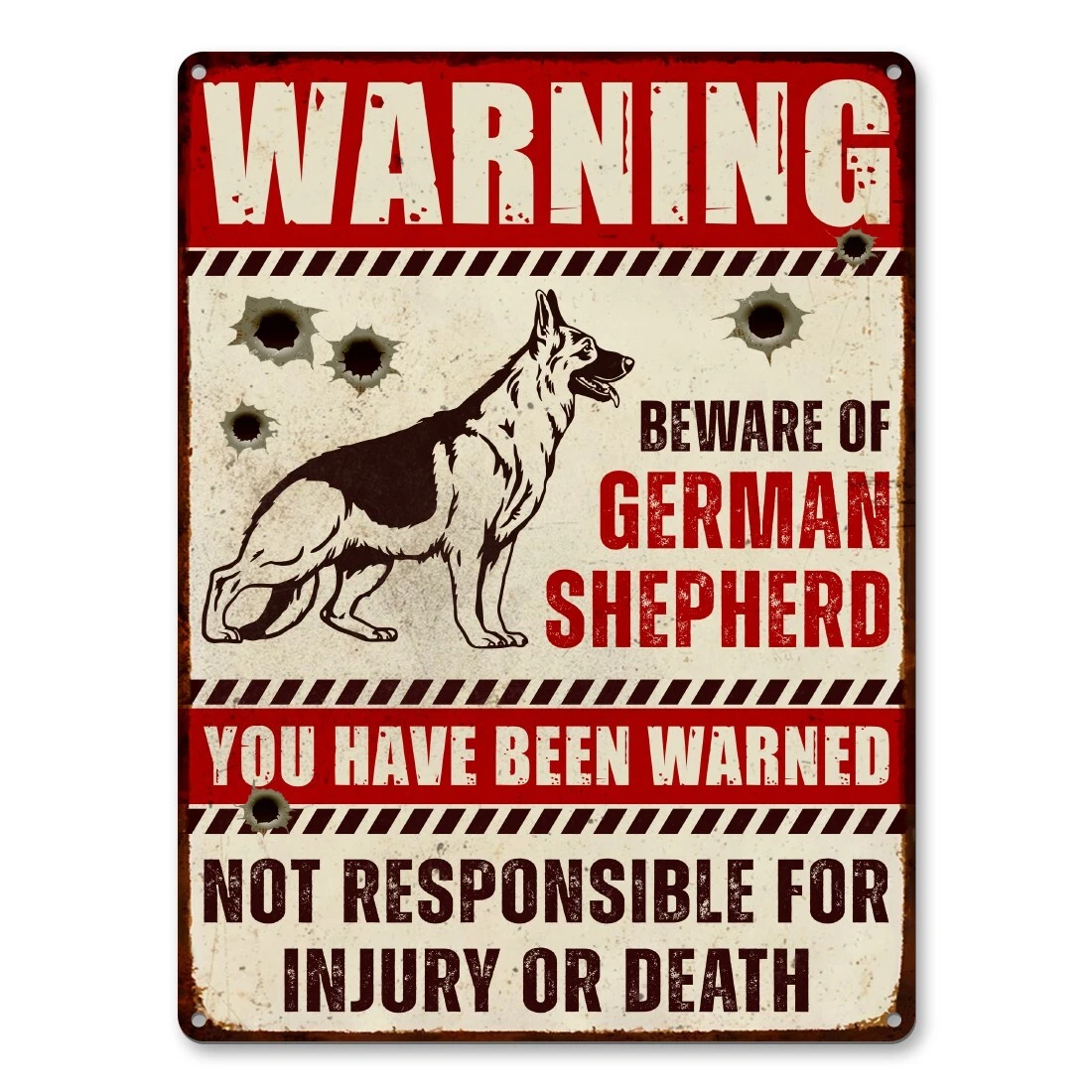 Cartello 'Beware Of German Shepherd' In Alluminio 10x40 Cm – Targa Metallo Per Esterni, Decorazione Da Parete O Cancello