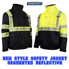 Hi-Vis Insulated Safety Segmented Reflective Jacket Coat Road Work JORESTECH
