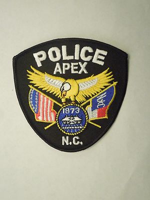 Vintage Apex, North Carolina Polizei Aufnäher - Bild vom Bahnhof Eisenbahn Adler