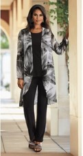 XL Midnight Velvet Black Silver Formal Wedding Church Aria 3-Pc. Pant Suit Set
