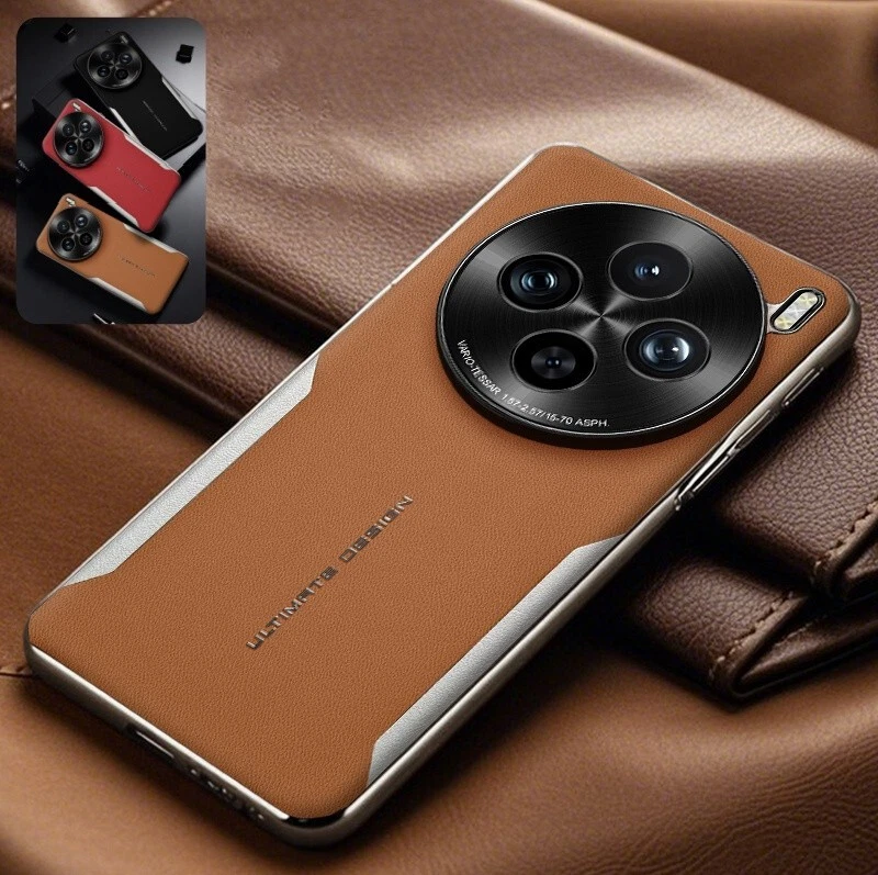 Plating Vegan Leather Back Case For vivo X300 X200 Ultra X200 Pro