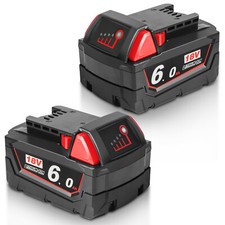 2PCS 18V 6.0ah Fit For Milwaukee Li-ion Battery M18B6 XC 48-11-1840 48-11-1850