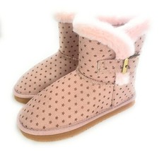 OLIVIA MILLER Girls Star Faux Fur Trim Bootie Boots - Pink Brown - Girls 11