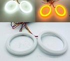 LED Headlight Rings Halo Angel Eyes White + Amber Indicator DRL Switchback.