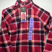 Women's Size XS Eddie Bauer Fleece 1/4 Zip Pullover Dark Berry Plaid