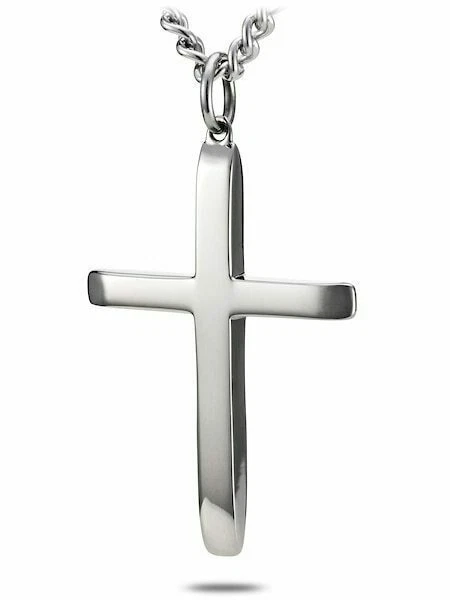 Men's Stainless Steel Tapered Cross Necklace-John 19:30 Shields of Strength - Image 3 of 4