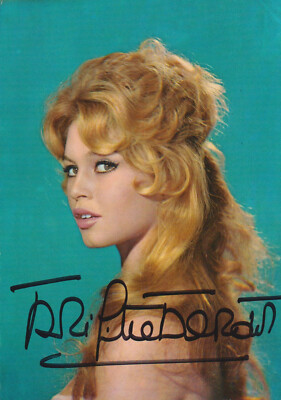 BRIGITTE BARDOT Original Autogramm signierte Postkarte Portrait 50er Jahre