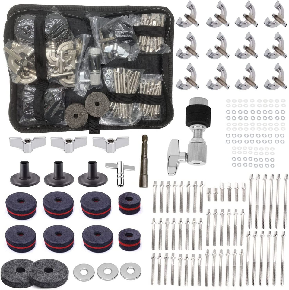 Drum Set Parts Hardware Pack 12Pcs Bass Drum Claws & 54Pcs Tension Rods