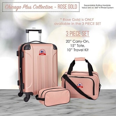 Set De Valises à Roulettes Rose Pour Femme - Grand Modèle - ABS - Neuf