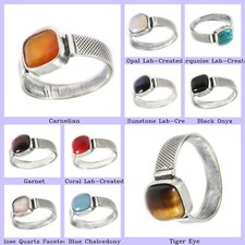 Natural Tiger Eye Gemstone Jewelry 925 Sterling Silver Band Ring For Girls