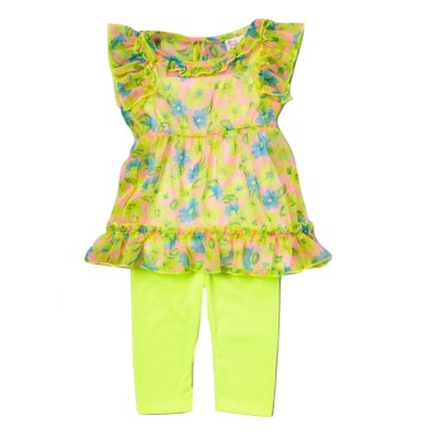 NEW ''HAWAIIAN Chiffon'' YELLOW Capri Pants Girls 12m Spring Summer Clothes Baby