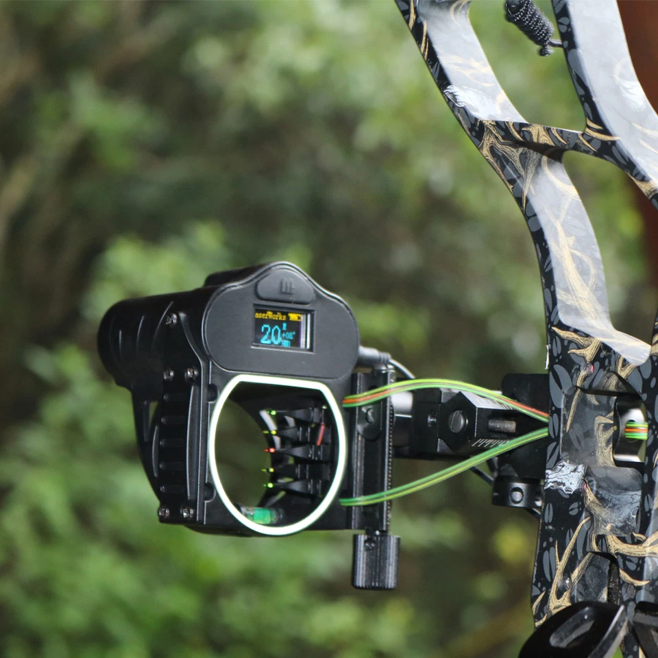 Mira de arco LaserWorks A3 telémetro de 300 metros 5 pines 4 ejes mira de arco ambidiestra Foto 3 de 4