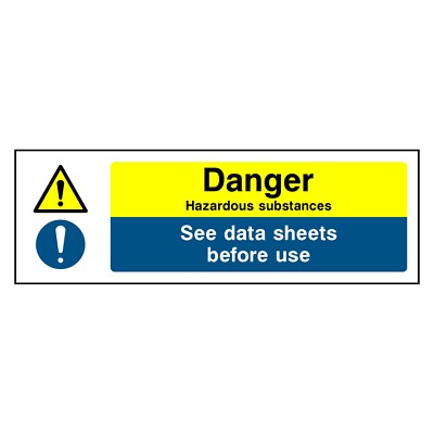 Gefahrstoffe siehe Datenblätter Schild oder Aufkleber | CHEM0089