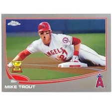 2013 Topps Chrome #1 Mike Trout sliding Gold All-Star Rookie Cup base card Mint