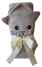 Baby Bath Towel Gray Kitty 33in  33in