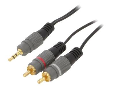 CCA-352-2.5M Kabel Jack 3,5mm 3pin Stecker,RCA-Stecker x2 2,5m schwarz GEMBIRD
