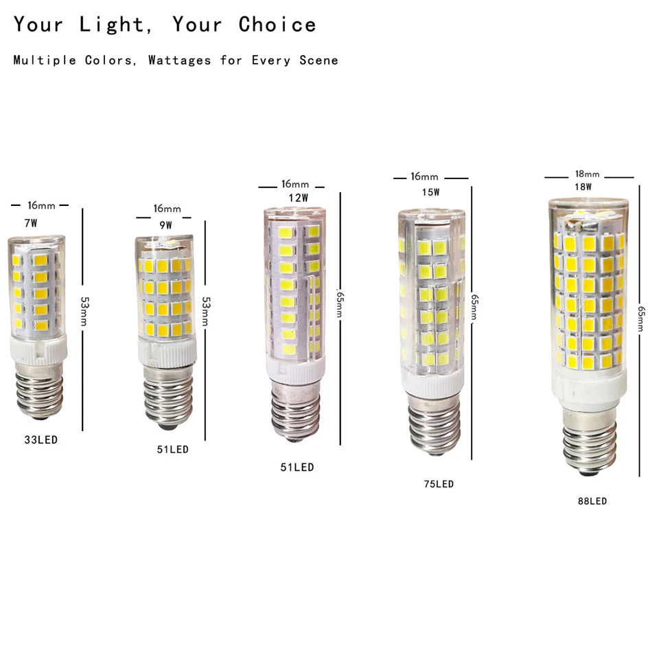 E14 Led Bulb Lamp Cool Warm White 7w 9w 12w 15w 18w Mini Corn Light Ac220v Bulbs - Image 2 of 4