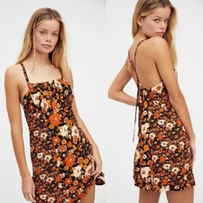 Free People Made Ya Look Floral Mini Dress, Black Brown, Small, RRP $118