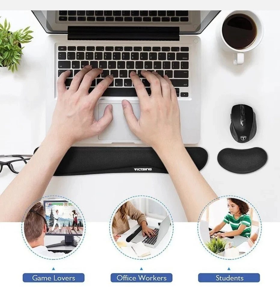 VicTsing Memory Foam Keyboard Wrist Rest Pad Mouse Pad Wrist Support Cushion - Image 4 of 4