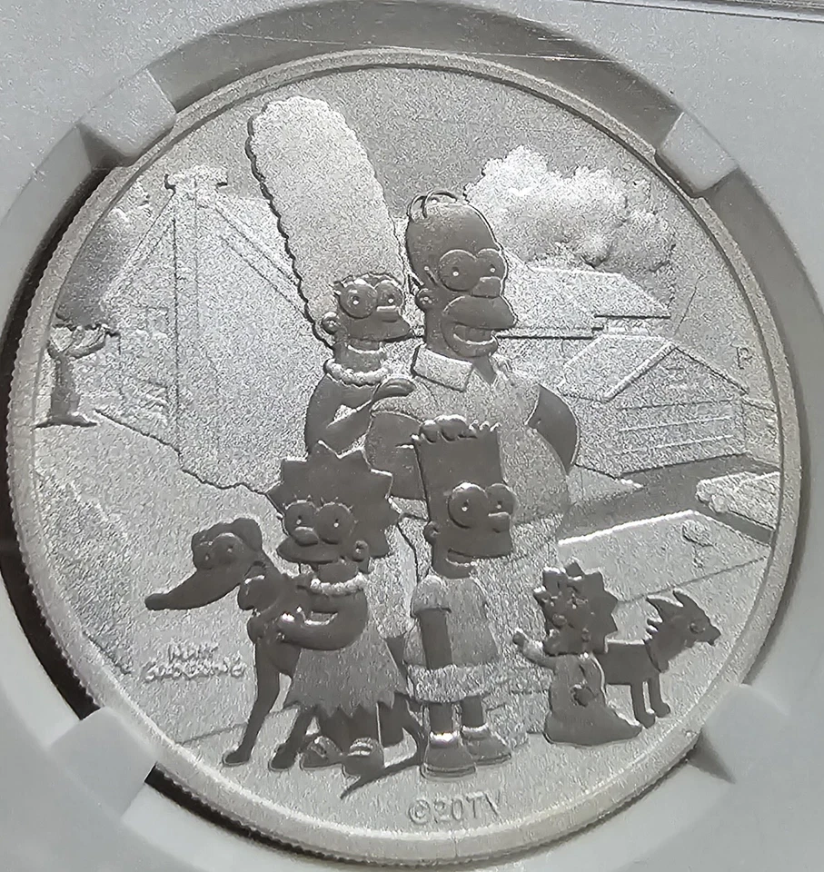 Monedas De Plata De Los Simpsons / Bart / La Familia / Marge & Maggie, NGC MS70 - Imagen 3 de 4