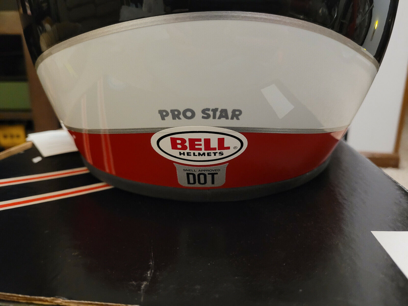 NOS 1980's Bell Pro Star Red/White/Black Full Face Motorcycle Helmet, 7 1/4