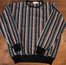 Vintage 90s St Croix 3D Knit Biggie Coogi Cosby Style Sweater Multicolor Medium