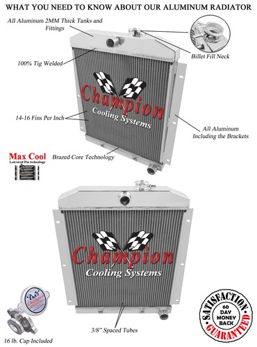 For 1947 1948 1949 1950 1951 1952 1953 1954 Chevy Truck 4 Row Racing Radiator - Picture 3 of 7