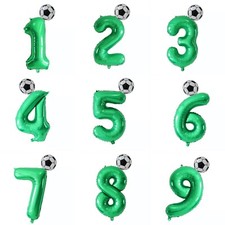2pcs 40" FOOTBALL Boys Girls Ball Green Number Birthday Party FOIL HELIUM Ballon