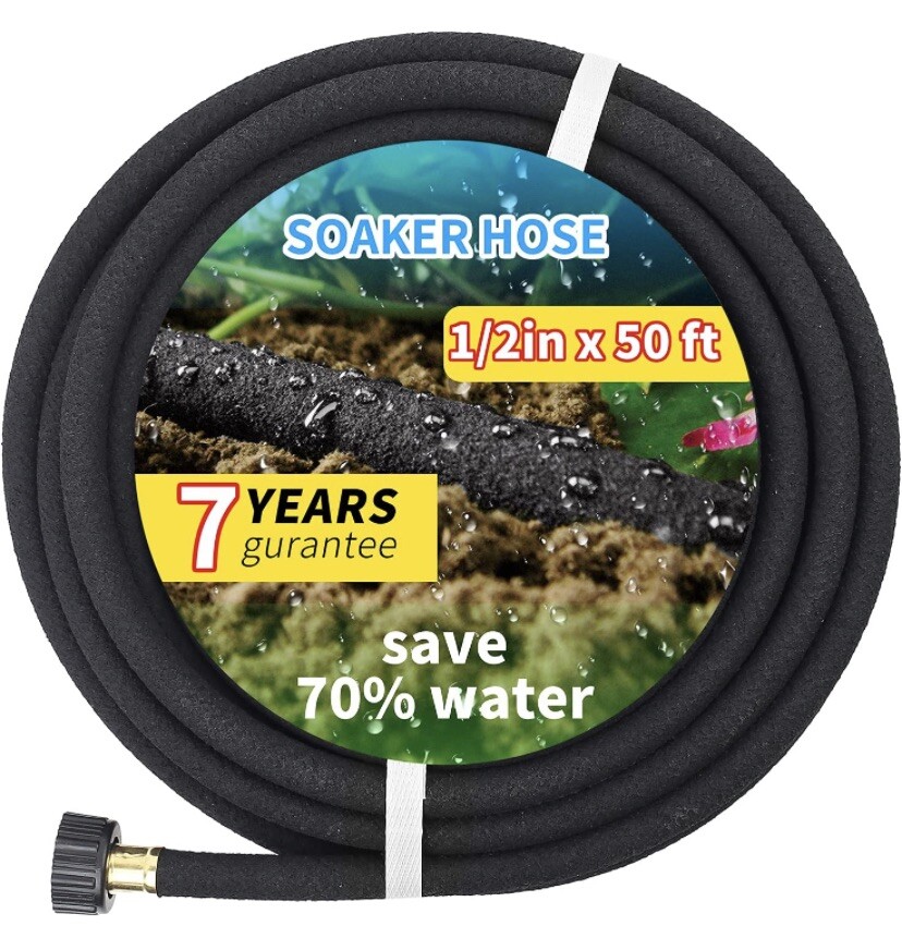 1/2”Garden Soaker Hose 50 FT,Soaker Hoses 50 ft Heavy Duty Drip