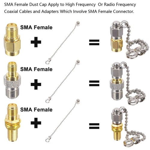 2pcs Protective Cover Dust Cap Chain For RP-SMA SMA Female Connector Without Pin - Picture 7 of 12