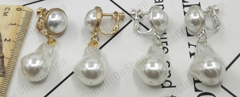 Baroque pearl clip on earrings clearance