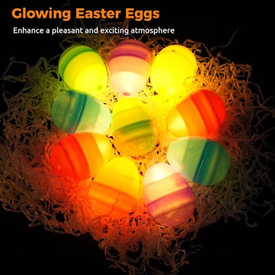 Light Up Easter Eggs 12 PCS Easter Basket Stuffers Toys For Easter Home Decor