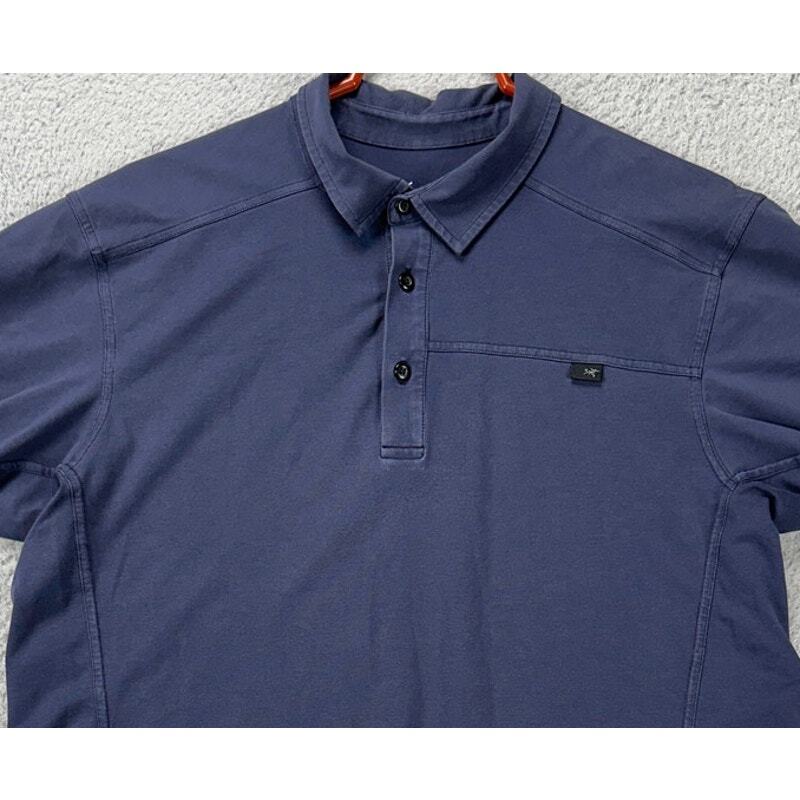 ARC'TERYX Arcteryx Camicia Adulto Grande Blu Navy Polo Manica Corta Logo Elasticizzata Rugby Uomo