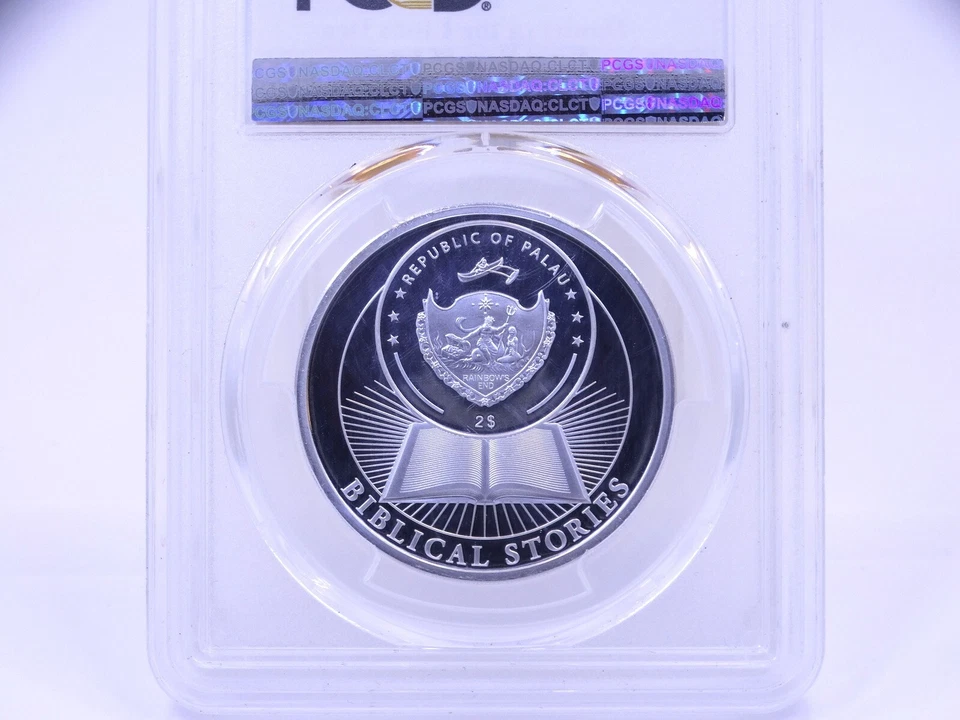 2017 DANIEL IN THE LIONS DEN Palau $2 PCGS PR70DCAM 1/2 oz 999 Silver FDOI - Image 4 of 4