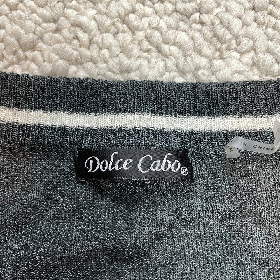 Dolce Cabo Sweater Womens XL Dark Gray and White Striped Drawstring Waist Linen - Image 2 of 4