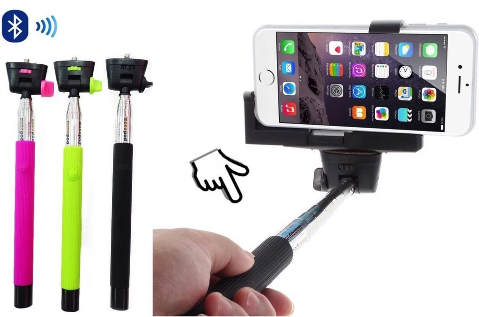 Monopod Wireless Selfie Stick Bluetooth with Remote Mobile holder 1005mm - Blue - Image 2 of 3