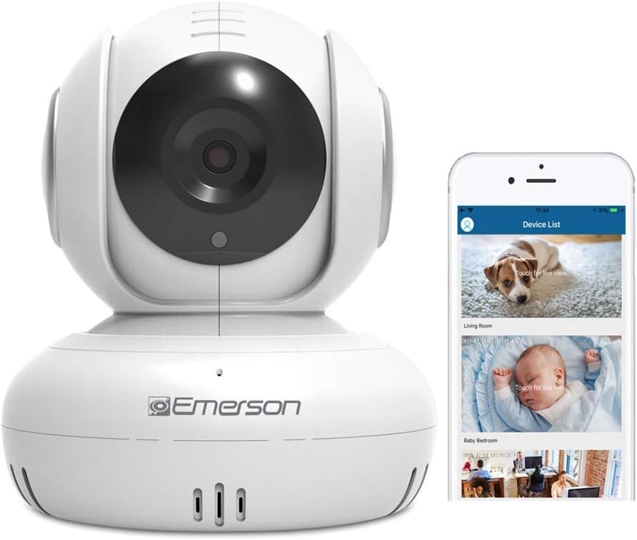 Emerson HD 1080p Wi-Fi Baby Monitor/Pet Nanny Camera White ER108002-image