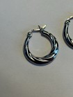 Sterling Silver 925 Vintage Art Deco Stud Pierced Earrings Hoops Circle Smooth — photo 2