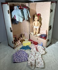 Vintage Doll  Clothes Lot W/ Metal Carrying Case Box Accessories Shoes Travel